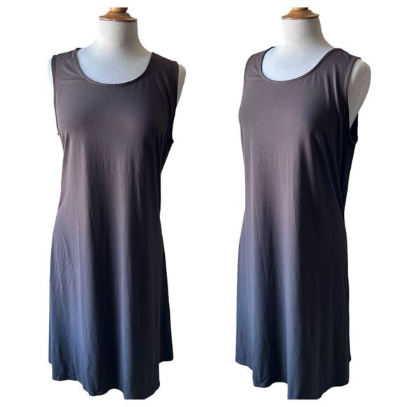 J. JILL Classic Brown Sleeveless A-Line Dress Capsule Minimalist - Size Large - Picture 1 of 8